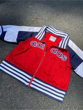 Adidas classic stripe track jacket athletic colorblock sports boys 6M